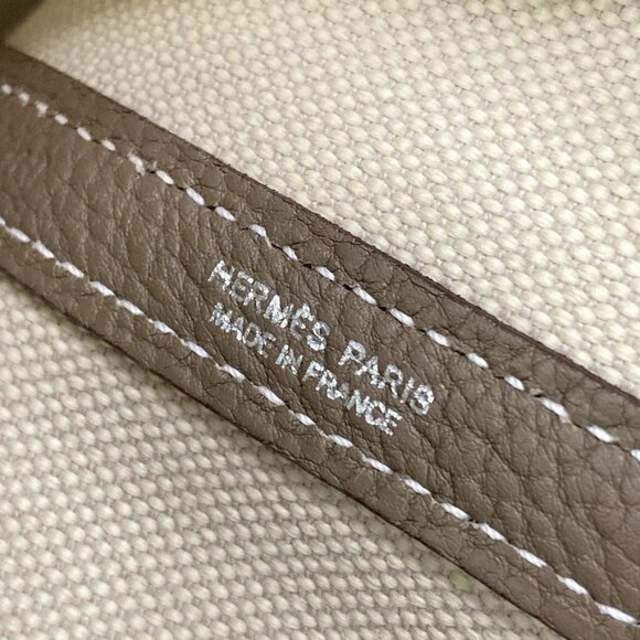 Auth HERMES Garden File PM - Beige Etoupe Toile Military Negonda Z Tote Bag - Picture 14 of 16